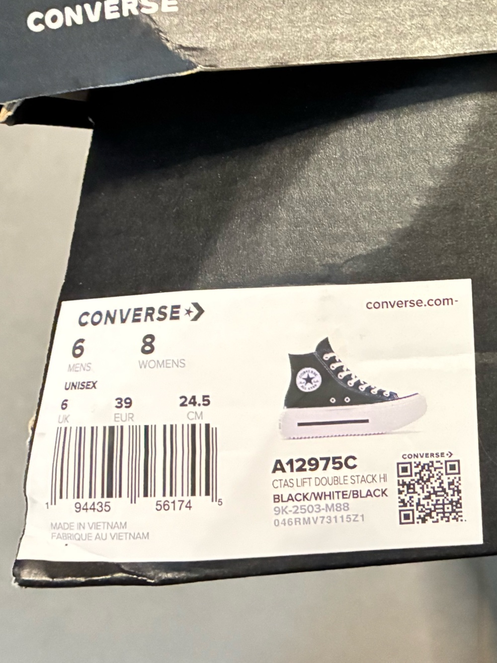 Converse Chuck Taylor All Star Lift Double Stack High-Top Sneaker Black & White - Picture 7 of 9